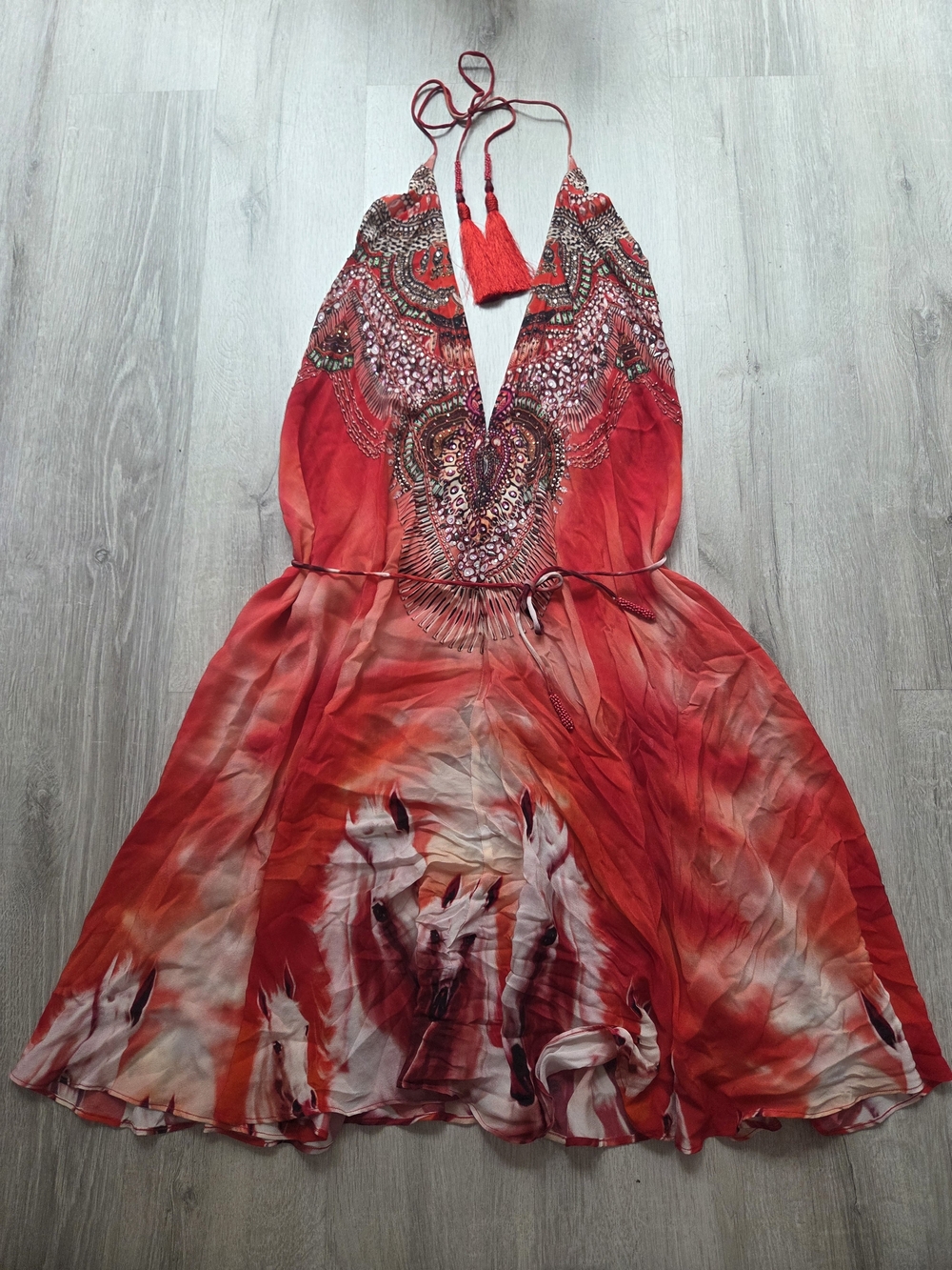 Red Handkerchief Hem Dresses - Luxury Scarf Dress